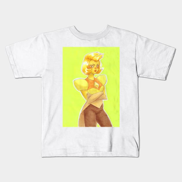 Yellow Diamond Kids T-Shirt by KaylaNostrade